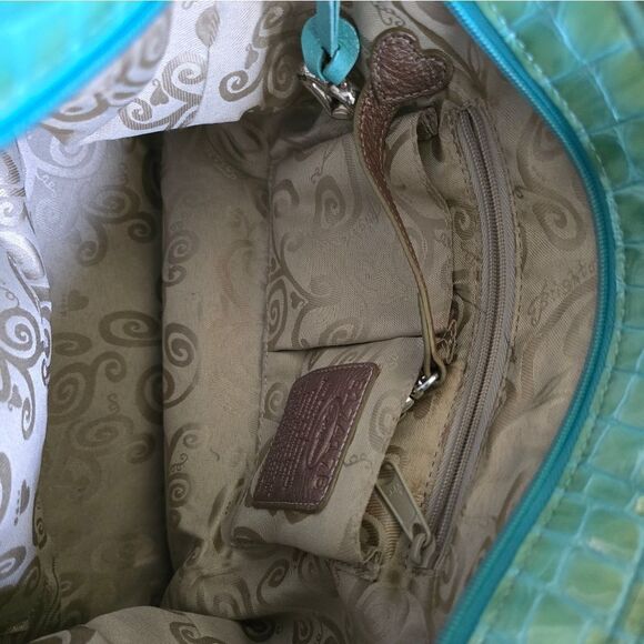 VTG Brighton Crocodile Embossed Faux Leather Shoulder Bag Heart Charm & Silver T - Picture 10 of 11